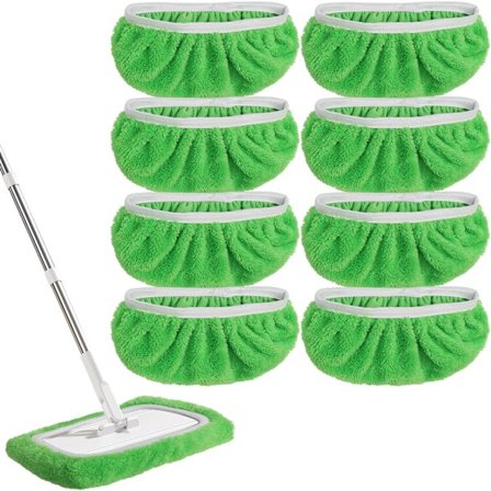 Genanvendelige moppepuder i mikrofiber, rengøringshoveder til mopper i mikrofiber, våd- og tørmopper kompatible med Swiffer, pakke med 6