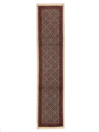 Tapis Bidjar Avec Soie 65X293 De Couloir Noir/Marron (Laine, Perse)