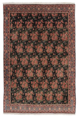 Afshar Vloerkleed Oosters Zwart/Donkerrood (Wol, Perzië/Iran)