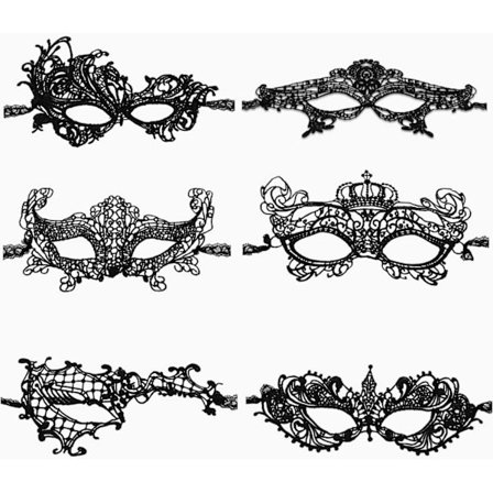 Venetiansk Maske, 6 Stykker Maskeradebal Maske Blonder Maske Venetiansk Maskerade Maske Sexet Blonder Maske til Aftenfest Prom Ballet