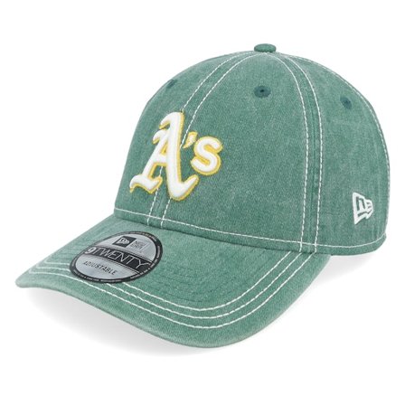 New Era - MLB Green unconstructed Czapka Z Daszkiem - Oakland Athletics Washed Contrast 9TWENTY Green Dad Cap @ Hatstore