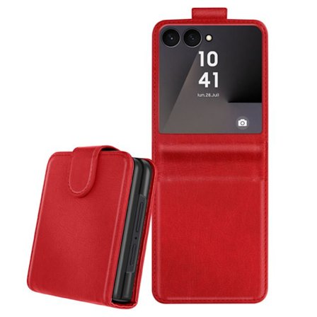 Korttipuhelintasku - AVIZAR - Z Flip 7 - Keinonahka - Magneettisuljenta - Punainen