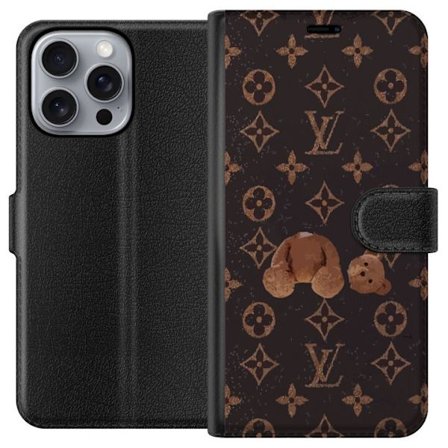 Yhteensopiva Lompakkokotelo Apple Apple iPhone 16 Pro Max Ylellinen monogrammikuvio rikkinäisellä nalletaustalla pimeässä muotiestetiikassa