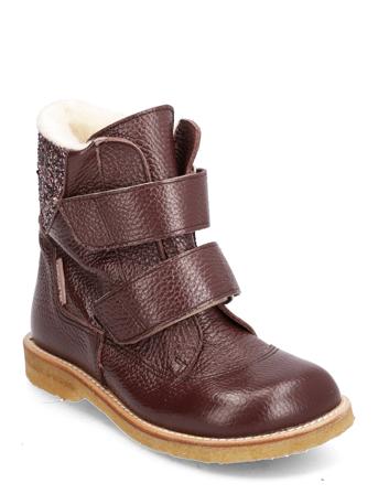 Boots - Flat - With Velcro Vinterstøvler Med Burrebånd Burgundy ANGULUS