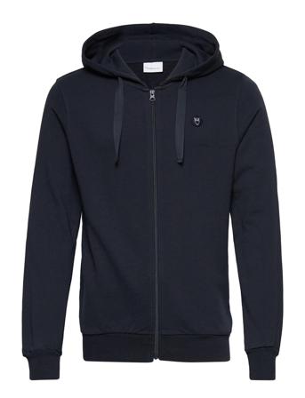 Zip Hood Basic Badge Sweat - Gots/V Hoodie Blå Knowledge Cotton Apparel