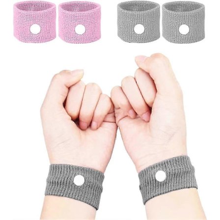 Matkapahoinvointirannekkeet, 2 paria matkapahoinvointia lievittäviä rannekkeita, pinkit ja siniset matkarannerenkaat [HK]