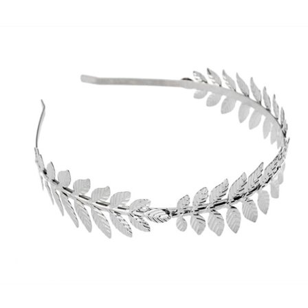 2 stk. sølvfarvede gyldne laurbærkranse, pandebånd græsk romersk