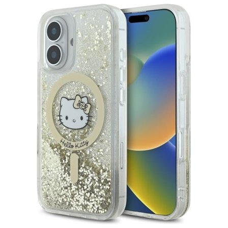 Hello Kitty Liquid Glitter Fever MagSafe iPhone 16 kasse - Guld