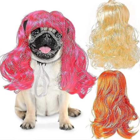 3 stk. parykker til kjæledyr, katter og hunder, morsomme hodeplagg til kjæledyr