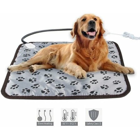 Varmeplade til kæledyr, varmemåtte, vandtæt varmetæppe, tyggebestandigt stålkabel 45*45cm.pa