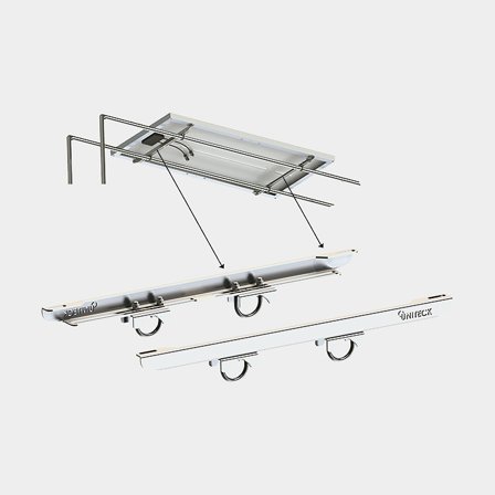 Monteringsbeslag til solpaneler Uniteck Unifix 100WP, passer til targabøjle med Ø20 - 40 mm rør, til op til 110 W solceller