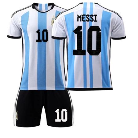 Fotballdrakt for Argentina VM 2022, Nr. 10 Messi, Hjemmedrakt, Ny Modell for Barn og Voksne 2223 Argentina home number 10 XXL