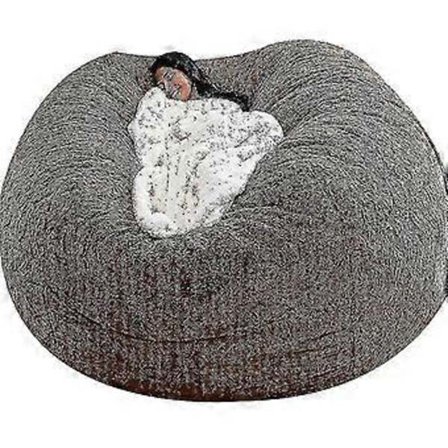 Lat soffa Sittpuff Konstgjord päls Sittpuff Bönpåse Soffa (150cm*75cm brun)