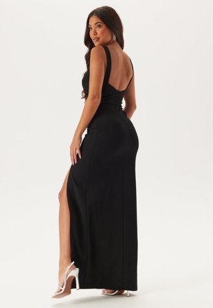 Bubbleroom Occasion-Square Neck Slit Maxi Dress-XS