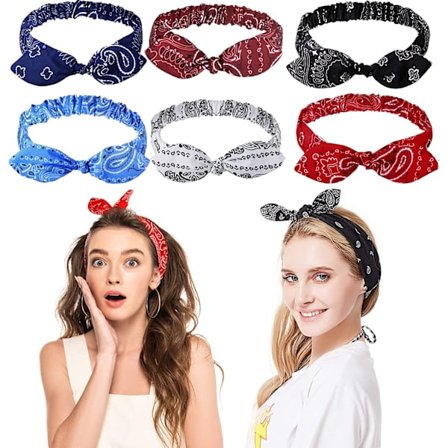 6 stk pannebånd med bohemsk knute, pannebånd boho sløyfe