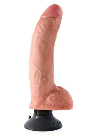King Cock Vibrating Cock With Balls Flesh 23 cm