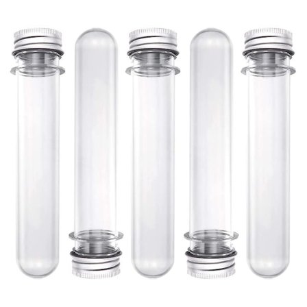 40 ml plastik reagensglas med låg - 5 stk. klare genanvendelige rør (40 ml)