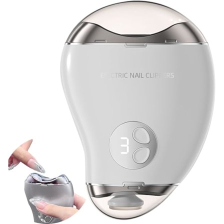 Elektrisk negleklipper for eldre, også egnet for kvinner og voksne, med LED-lys og tre hastighetsinnstillinger; også egnet for babyer.