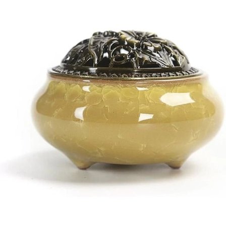 Keramisk røgelsesholder med låg, aromaterapi til røgelsespinde