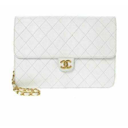 Chanel Vintage Shoulder Bags Hvid, Dame Vintage Tasker, Størrelse: ONE Size