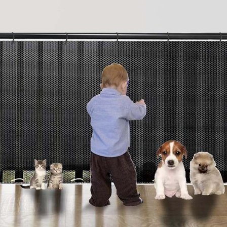 Sikkerhetsnett for Trapp 200/300/400 x 77 cm – Barnesikkert Trappenett for Barn og Dyr