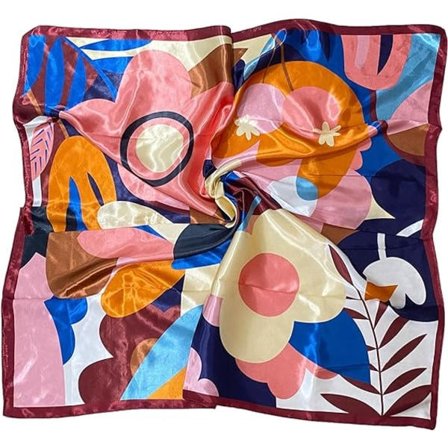 Silke tørklæde med botanisk blomstermønster til kvinder