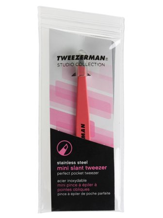 Tweezerman Studio Collection Mini slant tweezer, stainless steel, geranium