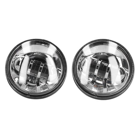 2 stk. 4,5 tommers motorsykkel tåkelys IP67 6500K hvitt LED rundt sølvskål universal spot kjørelys