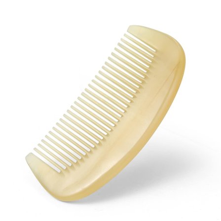 Håndlaget kam av sauhorn i premium kvalitet - Antistatisk, naturlig kam for profesjonell avfletning og massasje (Halvmåne STY1)