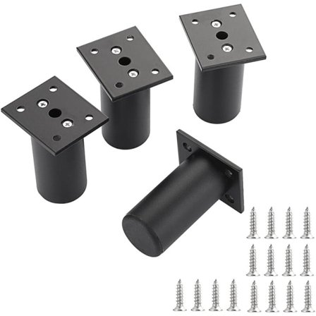 Sæt med 4 justerbare møbelben 8 cm sort metalbyte