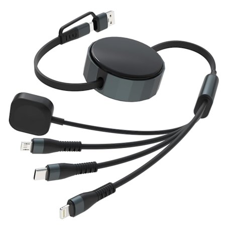 2025 Siste Modell Uttrekkbar Multi Ladekabel for Apple Watch - 100W 4-i-1 Universell Ladekabel Uttrekkbar med Apple Watch Lader