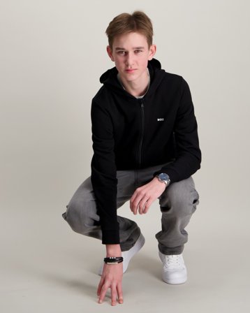 BOSS HOODED CARDIGAN Musta Hupparit/Hoodie Pojat - Kids Brand Store