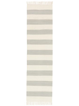 Cotton Stripe 80X300 Klein Grijs/Gebroken Wit Gestreept Loper Katoen Vloerkleed