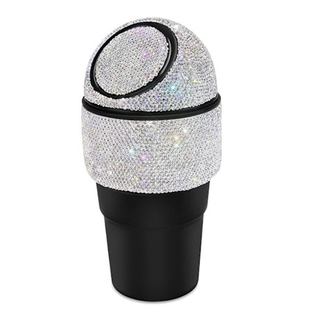 Bling Rhinestone Auto Sopcontainer med lock Biltillbehör