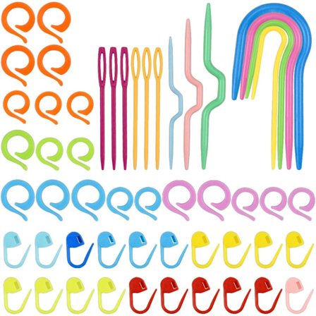 53 st sticknings- och virkningstillbehör, nybörjarset för stickning och virkning, stickverktyg med virknål, plastnål, maskmarkörer, delning