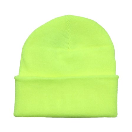 Beechfield - Fluorescent Yellow Cuff Blank Beanie Cuff Yellow Beanie - @ Hatstore