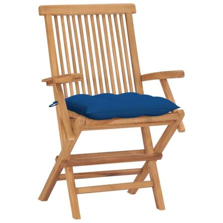 Vidaxl Trädgårdsstolar Med Blåa Dynor 4 St Massiv Teak Blå