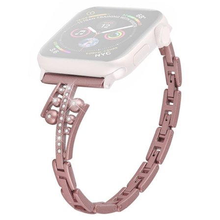 Apple Watch Series 8 (41mm) klockarmband med elegant strassdekor - Rosa Ros