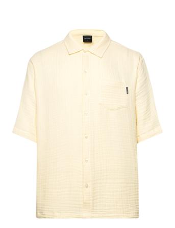 Enzi Seersucker Ss Shirt Designers Shirts Short-sleeved Yellow Daily Paper