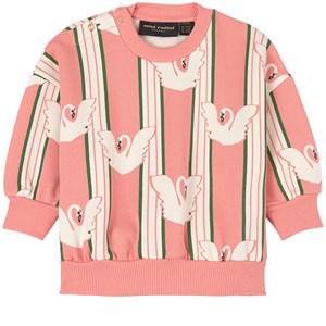 Mini Rodini GOTS Swan Printed Jumper Pink 80/86 cm - Jumpers and knitwear - 80/86 cm - Pink