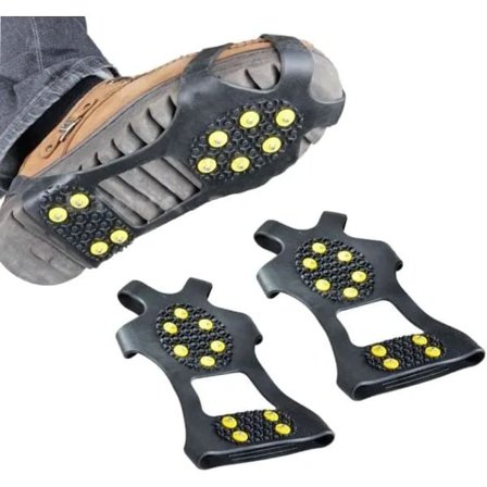 【PP】 Piggsko for sko og støvler, sklisikre piggsko for gåturer, vinterpiggsko med glidelås, skostørrelse: Dame 7-10/Herre 5-8