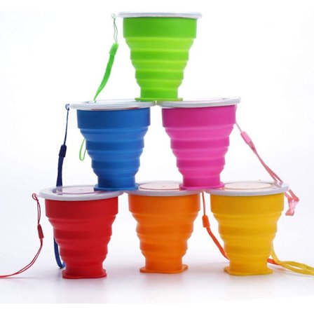 Hopfällbar Resmugg, 6-pack Hopfällbara Silikonmuggar med Lock