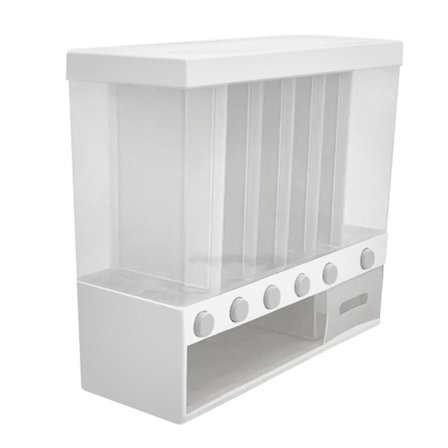 Smart Ris & Gryn Dispenser - 6 Fack, Väggmonterbar