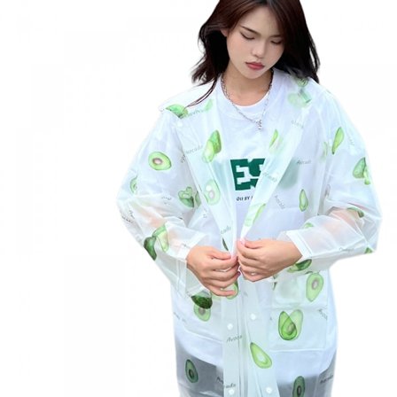 Supertransparent regnrock för kvinnor, mode EVA vattentät regnponcho med huva (storlek L)