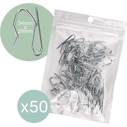 Gardinkrokar (50-pack) Tunga, Zink - för tunga gardiner