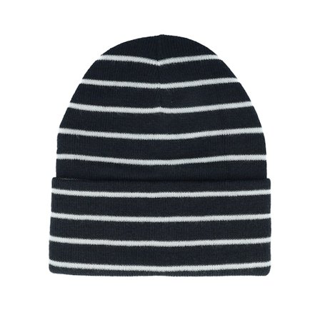 Beechfield - Blu cuff Beanie - French Navy/Soft White Deep Striped Cuff @ Hatstore