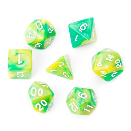 7 st/set Akryl Polyhedral Tärningar För TRPG Brädspel D4-D20