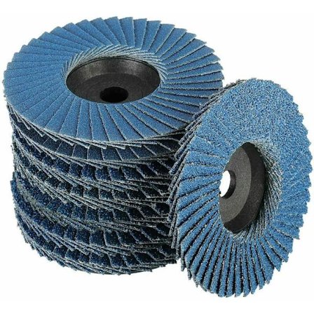 Set med 8 klaffskiver, Klaffskiver, Ø 76 mm x 10 mm Korn 40/60/80/120, for metall, stål og tre, Dekket med klaffskiver Slipeskive