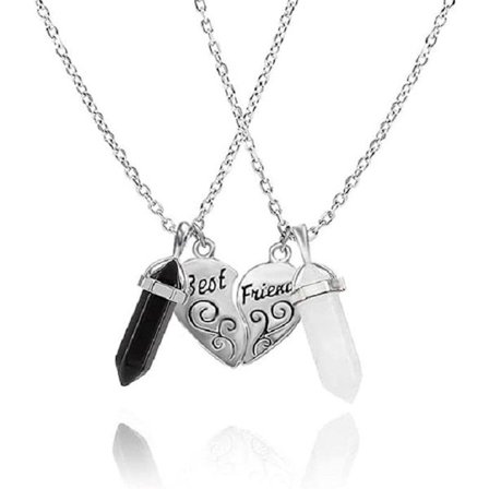 Necklace - Best Friends - Onyx - Snow quartz