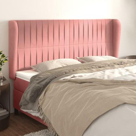 Vidaxl Huvudgavel Med Kanter Rosa 163x23x118/128 Cm Sammet Rosa